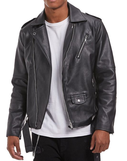 Herren-Bikerjacke aus Kunstleder