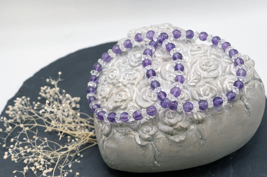 Amethyst Kugeln mit Bergkristall facettiert