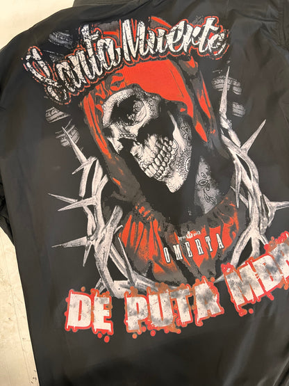 Leichte Bomberjacke für Männer mit Santa Muerte-Motiv