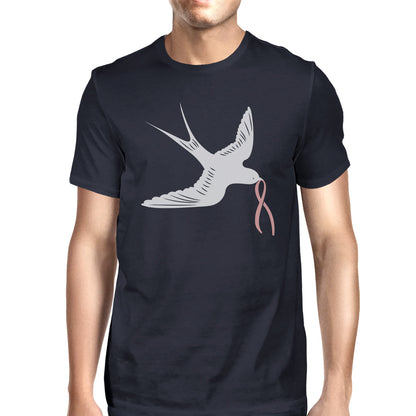 Herren-Shirt mit Pink Ribbon und Schwalben-Motiv