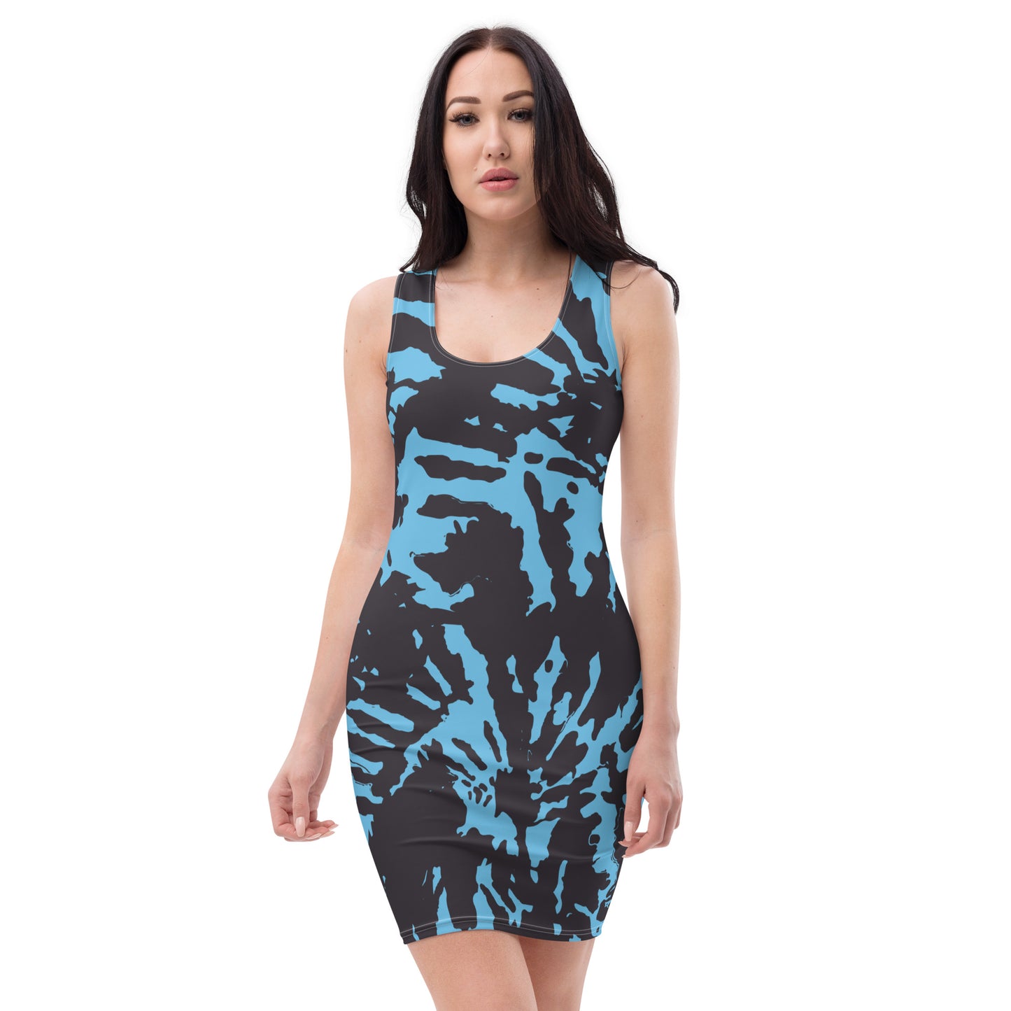 Breathtaking elegance: fully printed, tight-fitting dress