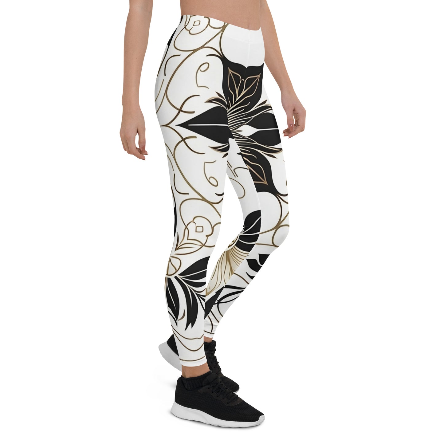 Unsere stilvollen Leggings in Weiß, Schwarz und Gold