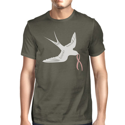 Herren-Shirt mit Pink Ribbon und Schwalben-Motiv